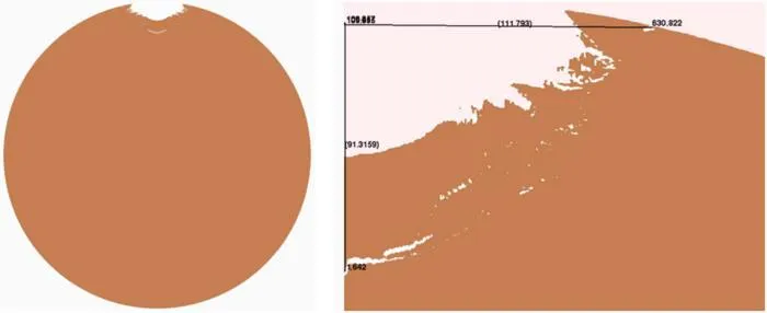 Fig. 4. The destructive morphology of a 1-km-diameter asteroid under 3 million tons of TNT equivalent detonation conditions at a depth of 5 m.