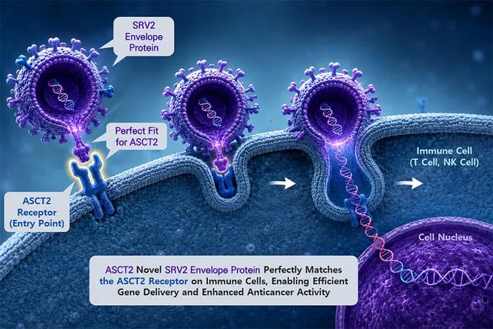 Efficient Gene Transduction into Immune Cells Enabled by the SRV2 Envelope Protein
