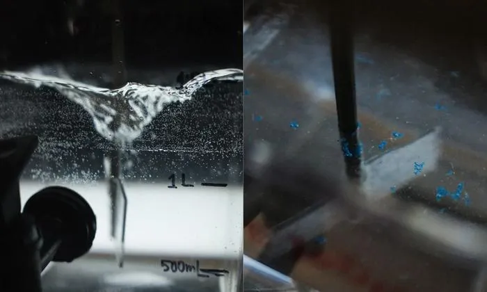 Close-up of microbubbles and nanobubbles