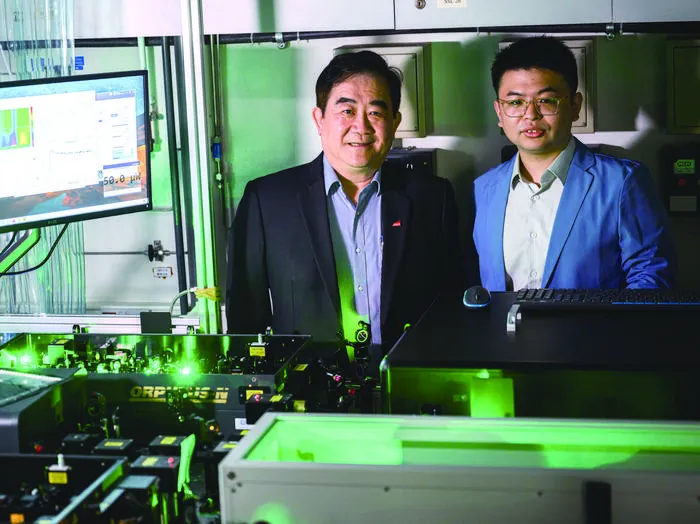 CityUHK researchers achieve first-ever recycling spin-triplet excitons for power generation. From left: Professor Alex Jen, Dr Li Qian.