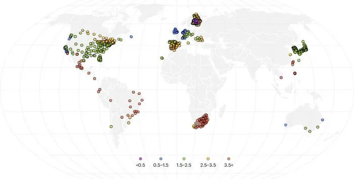 Global locations included in the study