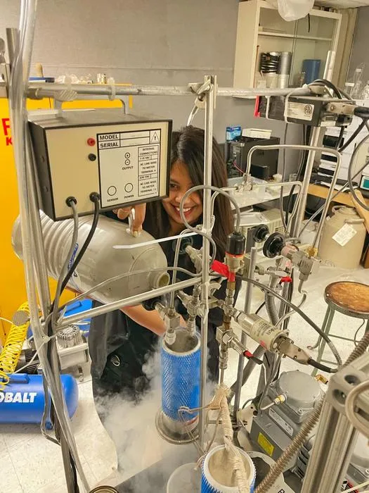Malavika Sivan working on the analysis of the obtained air at the University of Maryland