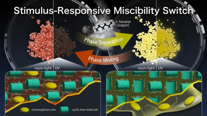 Stimulus-responsive miscibility switching