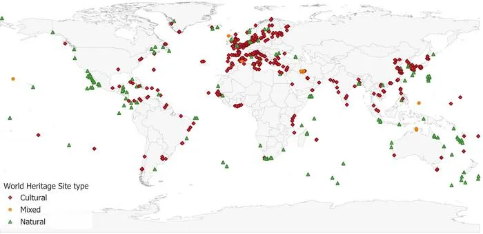 Global distribution of world heritage sites