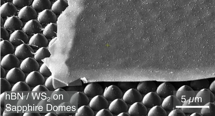 Electron microscope image of a flake of 2D material