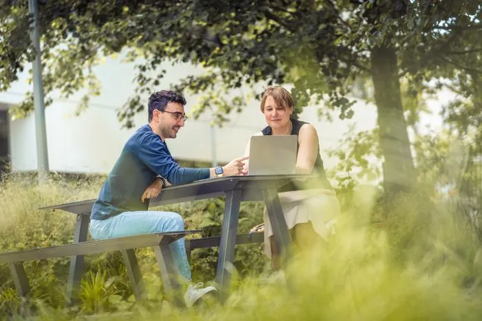 Alessandro Venturino and Sandra Siegert on the ISTA campus