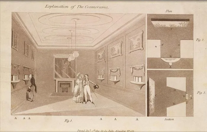 An illustration of a cosmorama room