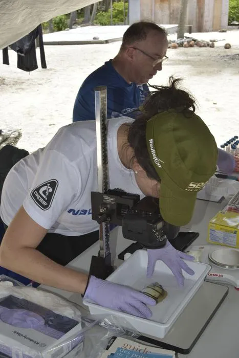 Photo of Marcela Herrera in field lab