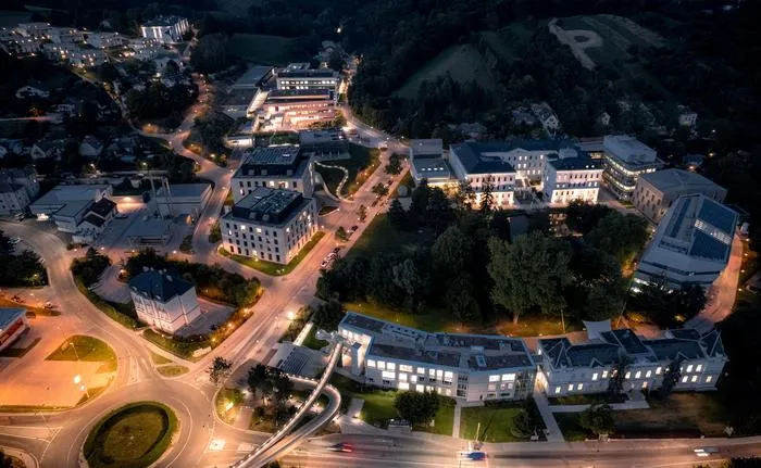 Institute of Science and Technology Austria (ISTA) at night