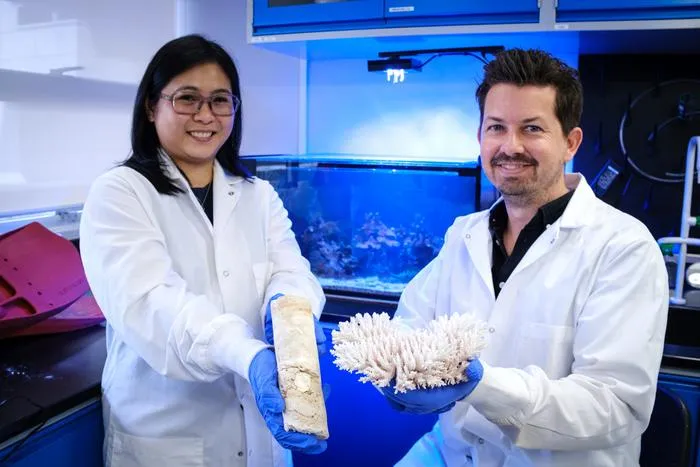 NTU EOS Research Fellow Dr. Riovie Ramos (left) with Nanyang Assistant Professor Kyle Morgan