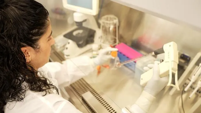 Matricelf researchers at work in the company’s laboratories.
