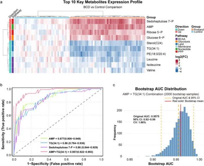 Key metabolite biomarkers demonstrate robust diagnostic potential for BCD