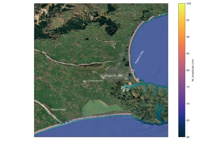 Tidal amplitude around Christchurch