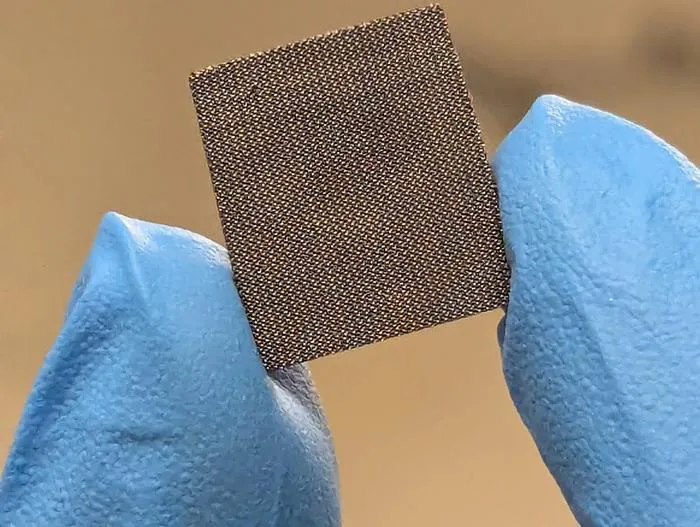 Heat-treated electrode showing its porous structure and the fine details retained after heat treatment.