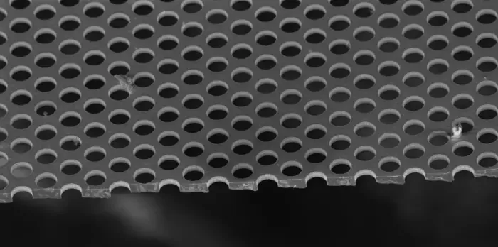 SEM image of the crystalline silicon membrane metasurfaces