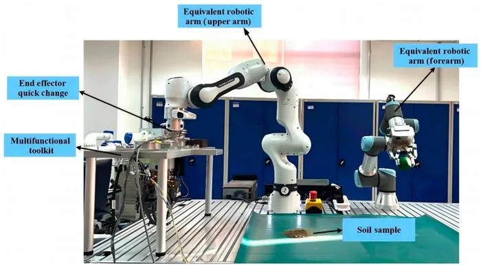 Fig. 3. Ground test of the robotic arm and multifunctional toolkit.