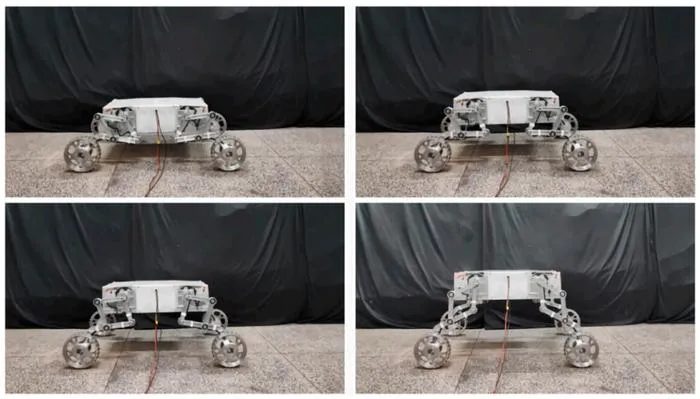 Fig. 4. Robot body lifting test process.