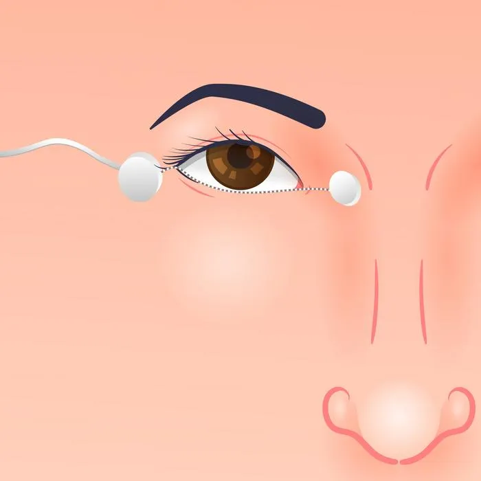 Tread electrodes on a participant's eye
