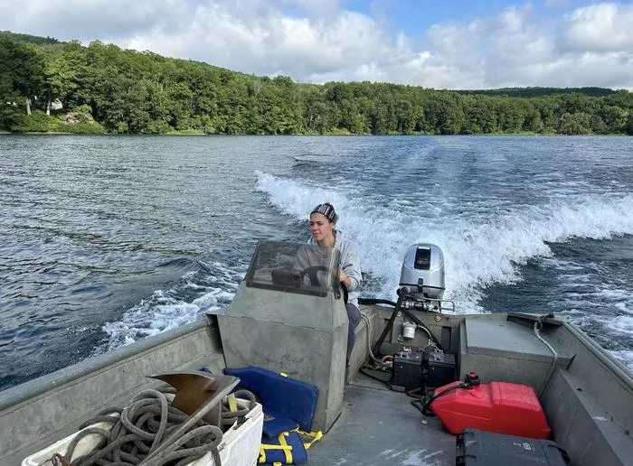 Miele drives research boat on Otsego Lake