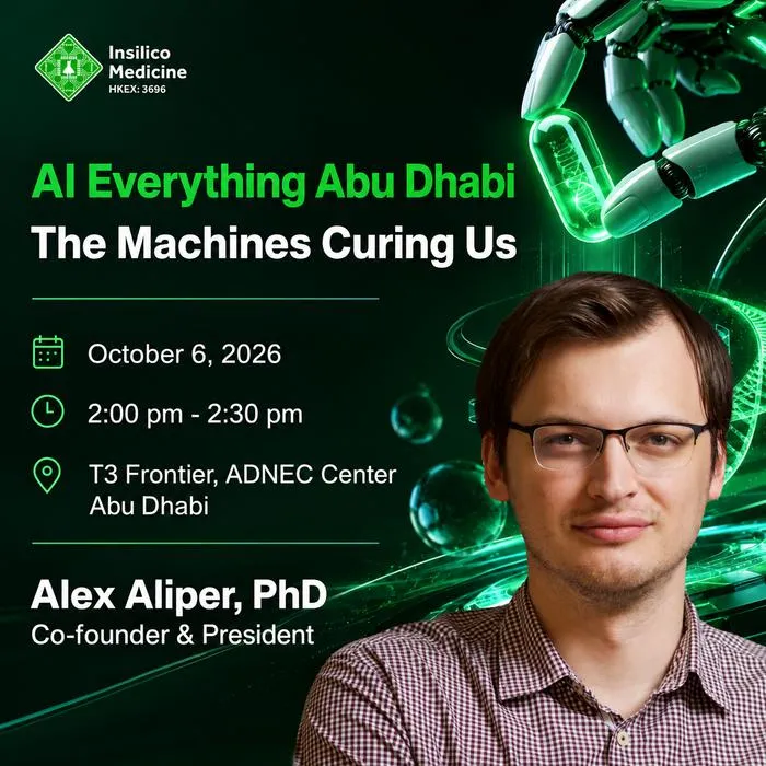 Dr. Alex Aliper, Co-founder and President of Insilico Medicine, has been invited to speak at the AI Everything Abu Dhabi summit.