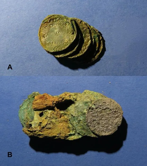 Two fused groups of Anglo-Saxon coins