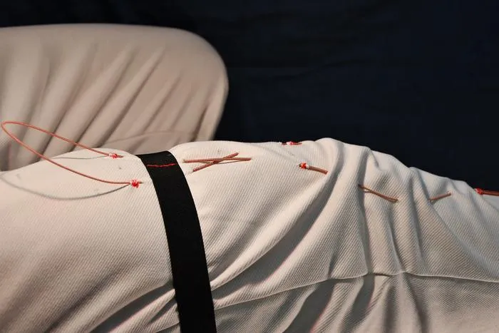 FiberMotor integrated into a prototype garment to fit the shape of a knee.