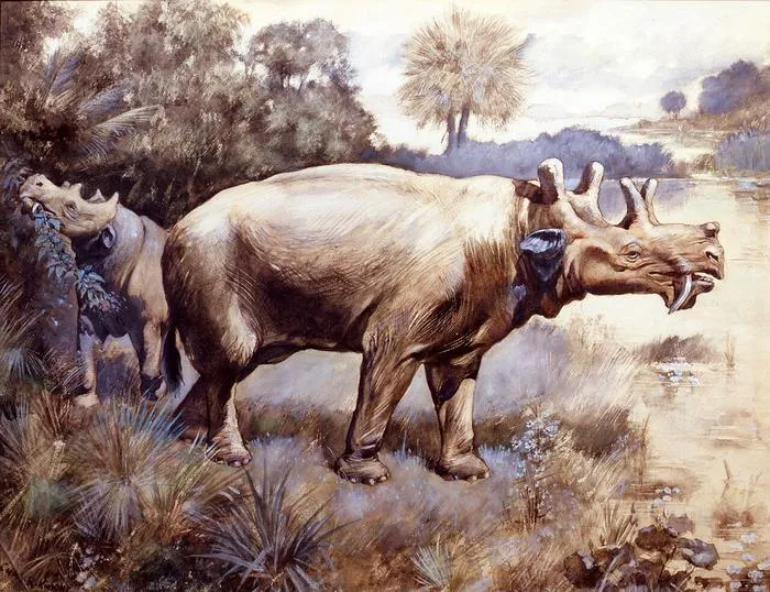 Illustration of uintatheres