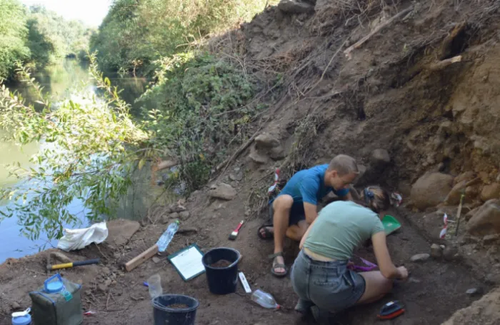 The excavation site on the banks of the Jordan River