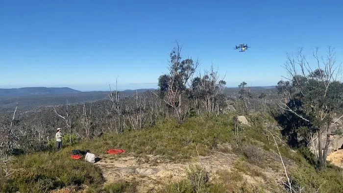 Dr Jacob Bongers flying the drone