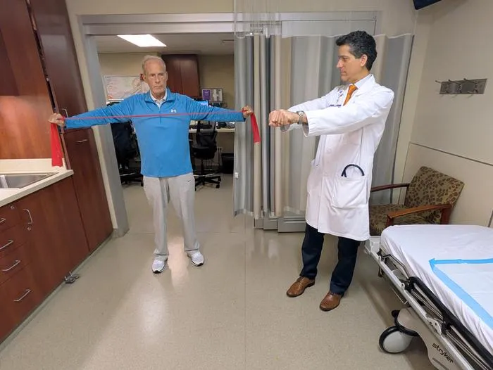 Study senior author Dr. Andres Duarte and transplant candidate Steven McGowan at Northwestern Medicine Organ Transplant Center in Chicago