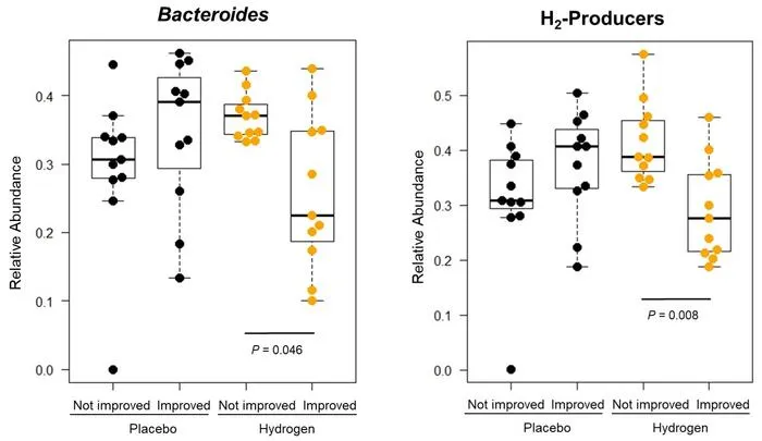 Differences between the two subgroups in the relative abundance of hydrogen-producing bacteria at baseline